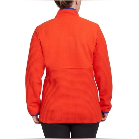 LANDS’ END Breathable Grid Fleece Full-Zip Orange Blue Jacket Size Medium - Picture 3 of 12
